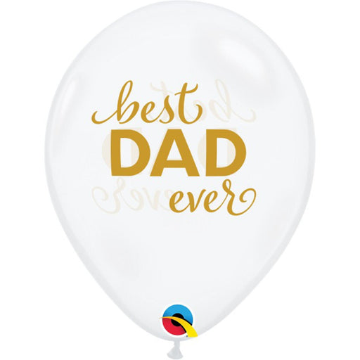 "Best Dad Ever 11" Diamond Clear Balloons - Gold Print (50/Pk)