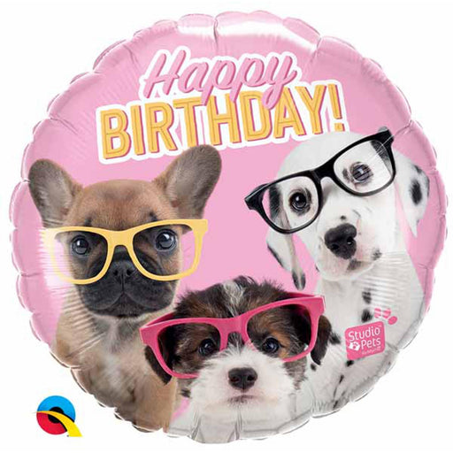 18 Inch Foil Balloon Birthday Puppies In Glasses A Pawsitively Cute Celebration (5/Pk)