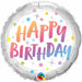 Colorful 18-inch Qualatex Birthday Rainbow Dots Foil Balloon
