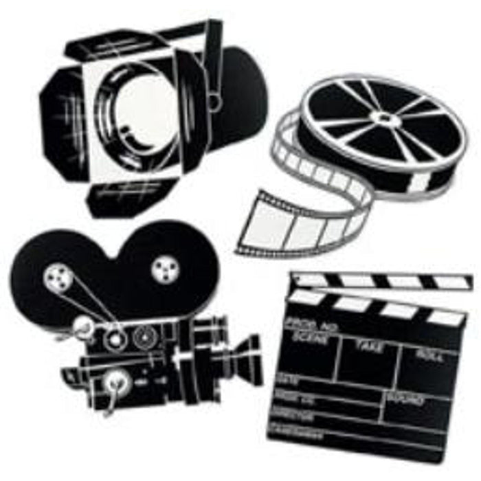 Black And White Movie Set Cutouts (4/Pack)