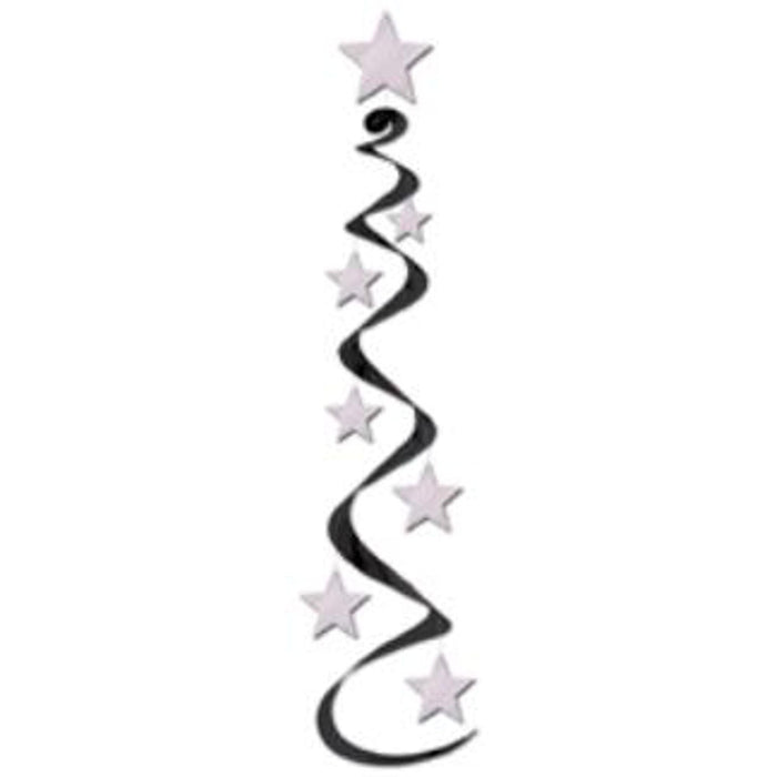 "Black And Silver Star Swirls (3 Pack) - 30 Inches"