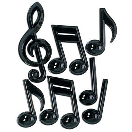 "Black Plastic Musical Notes - Pack Of 7 (13")"