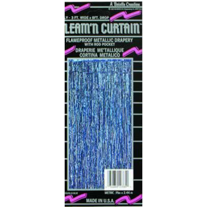 Blue Metallic Foil Curtain - 3'X8' 2-Ply (1/Pkg)