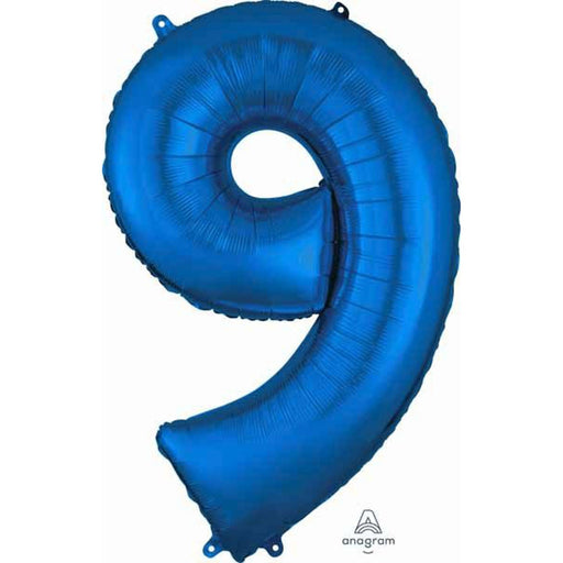 Blue Number 9 Balloon - 16" Shape Pkg L16