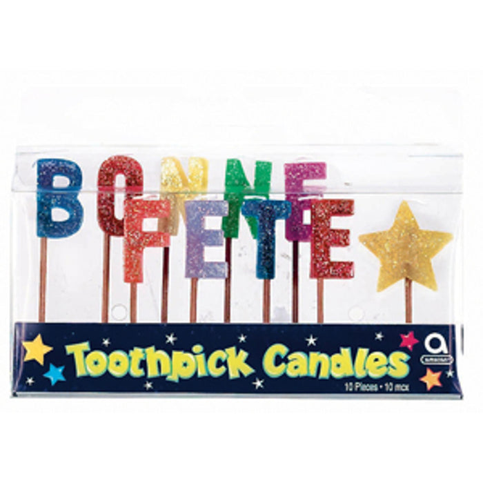 "Bonne Fete Pick Candle Set - 10 Pack"