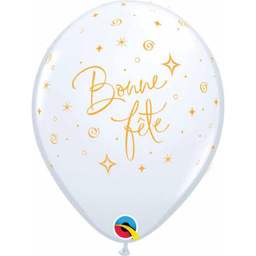 Bonne Fete White & Gold Balloons (50 Pack) - 11"