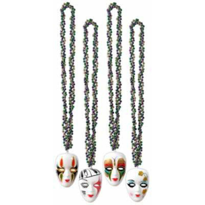 Braided Beads Necklace With Mime Medallion