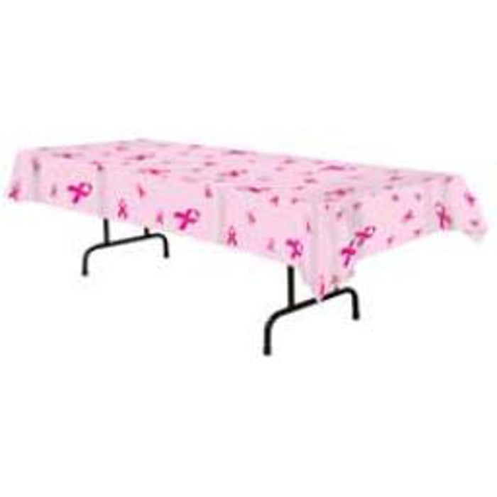 "Breast Cancer Awareness Plastic Table Cover - 54" X 108""