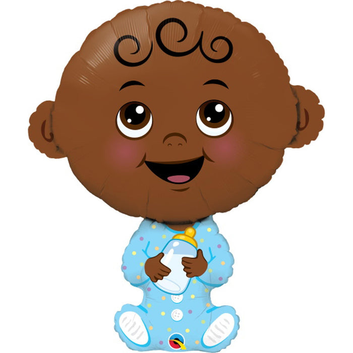 "Brown Skin Tone Baby Boy Doll - 38 Inch"