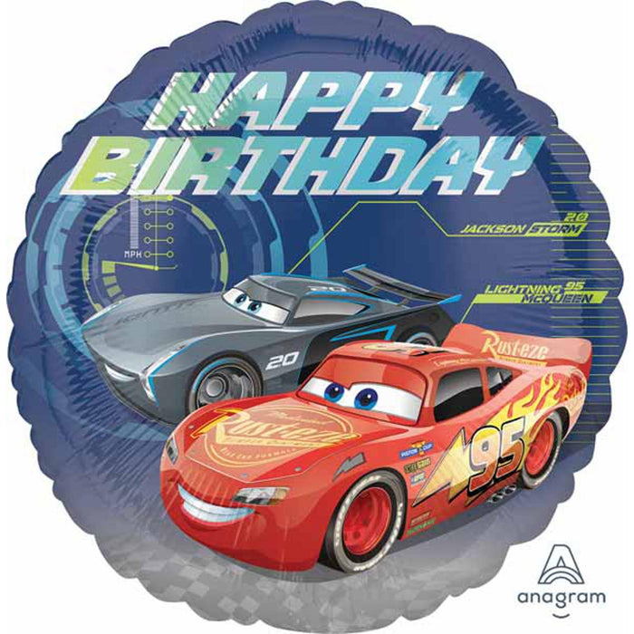 "Cars 3 Happy Bday Balloon Package - 18" Round"