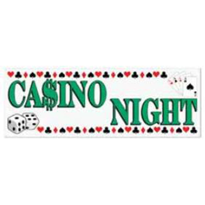 "Casino Night Sign Banner - 5' X 21'"