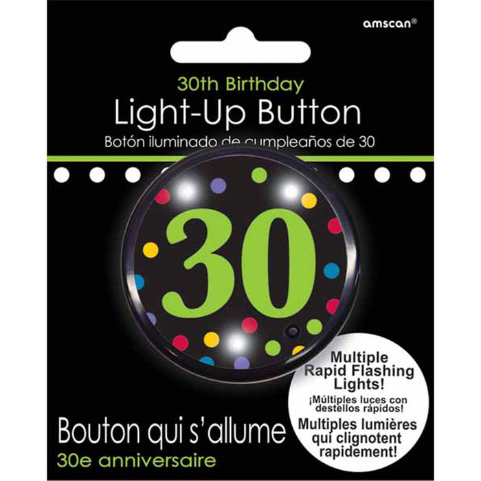 "Celebrate 30Th Birthday With Flashing Button 6Cs"