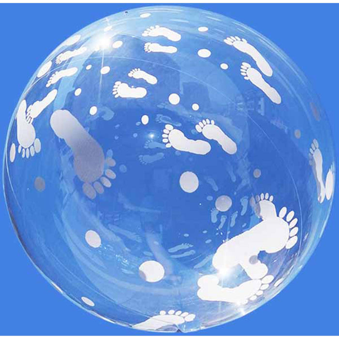 "Clear Bubble Balloon With Adorable Baby Feet Graphics - 18 Inches"