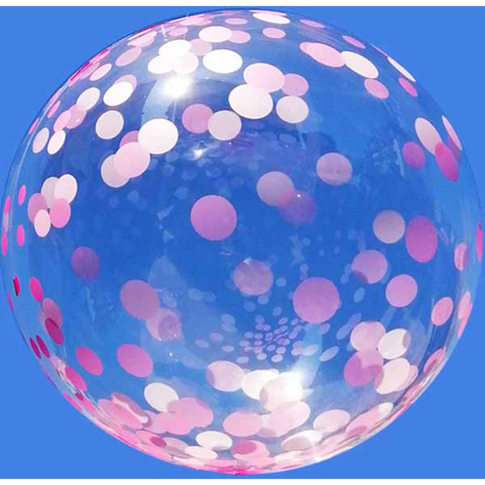 "Clear Bubble Balloon With Pink Dots - 18 Inches"