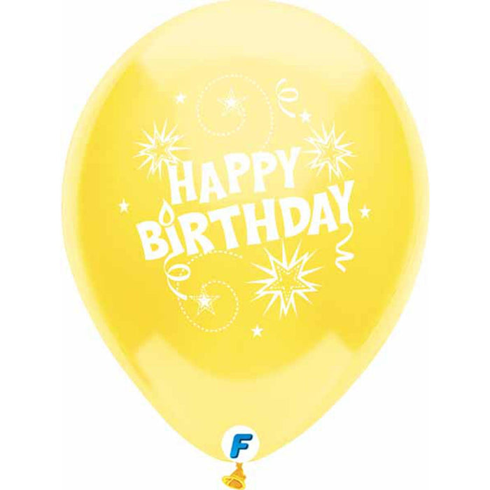Funsational 12" Happy Birthday Star Latex Balloons (8/Pk)