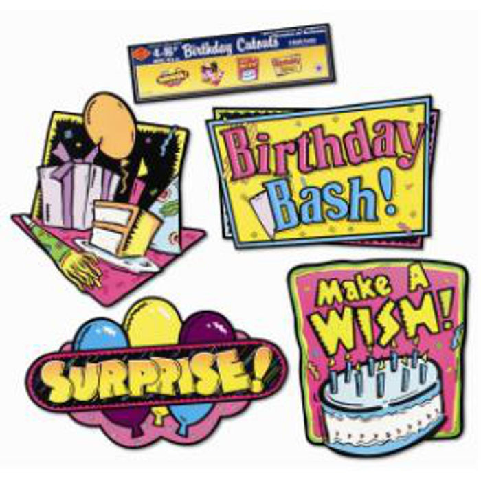 "Colorful 16" Birthday Cutouts - 4 Pack"