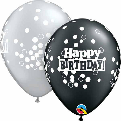 Multicolored balloons with festive confetti dots for a vibrant birthday celebration