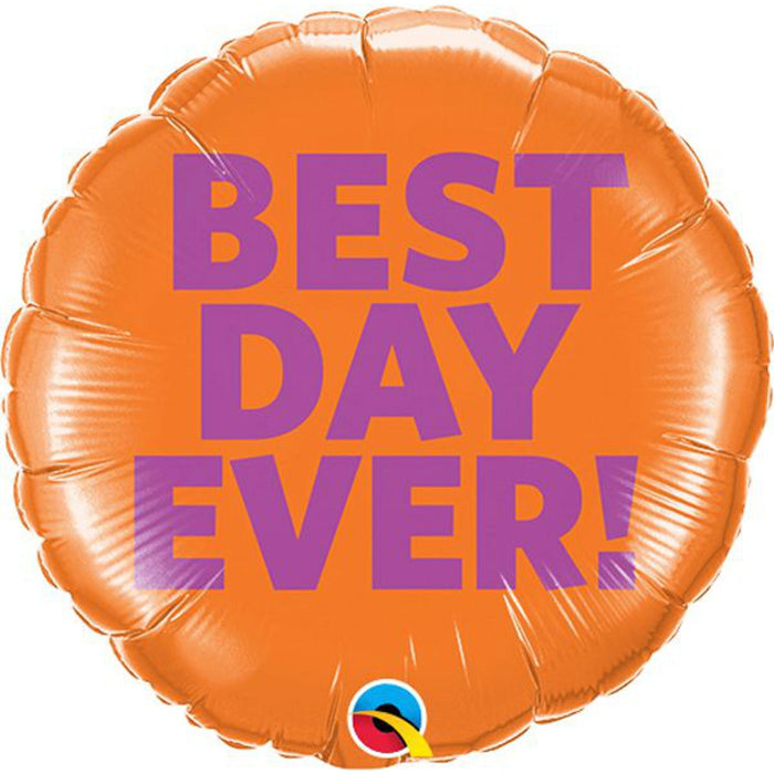 "Colorful Best Day Ever Mylar Balloon - 9 Inch Flat Design"