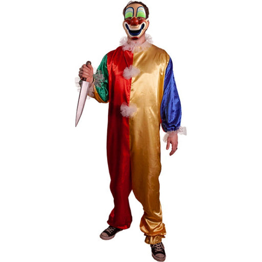"Colorful Clown Costume With Realistic Mask For Kids"