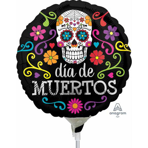 Colorful Dia De Muertos 9" Round Decorative Plate.