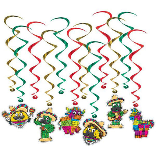 Colorful Fiesta Swirl Decorations (12/Pkg)