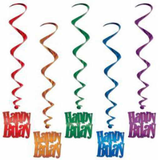 Cheerful Happy Birthday Whirls Colorful Party Accessory for Festive Celebrations (1/Pk)