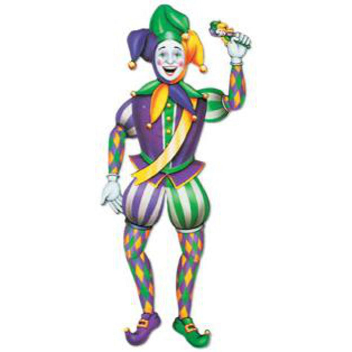 Colorful Jointed Mardis Gras Jester - 3'2" 1/Pk