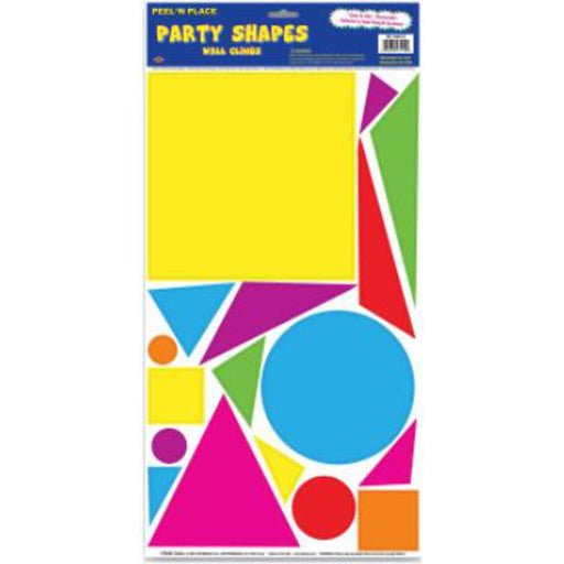 Radical 80's Party Shapes Peel 'N Place Colorful Decals for Retro Celebrations (3/Pk)