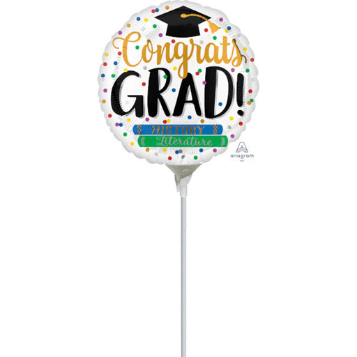 Congrats Grad Books Mylar Balloon - 9" Round A15