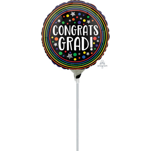 Congrats Grad 4" Circle Mylar Balloon.