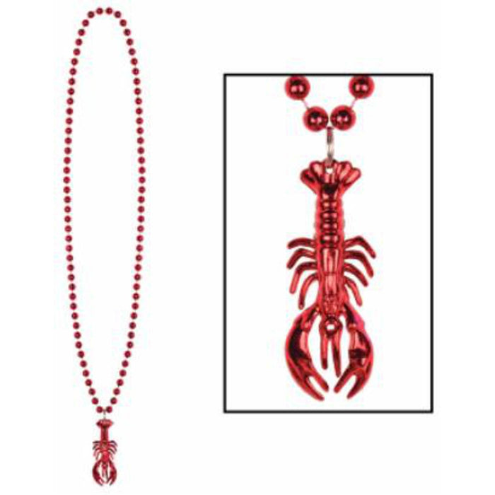 Crawfish Medallion Beads - Pack Of 3, 33" Long.