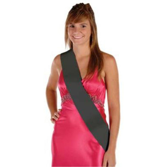 "Customizable Black Satin Sash"