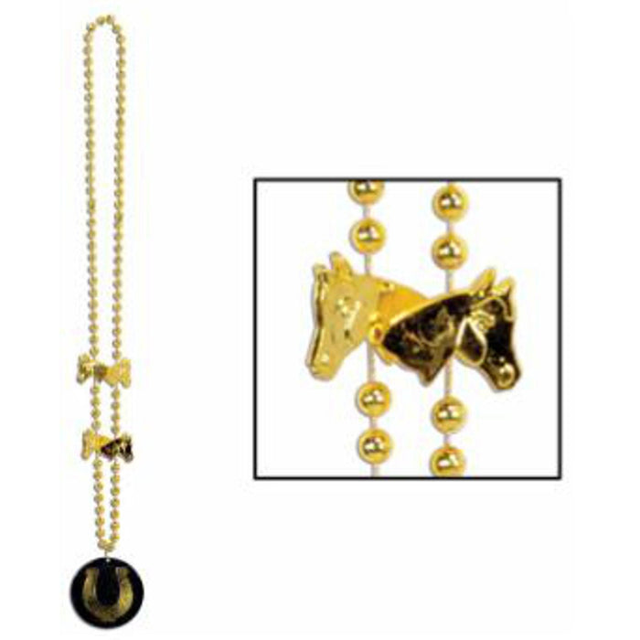 "Derby Day Beads With Medallion - Celebrate In Style!"
