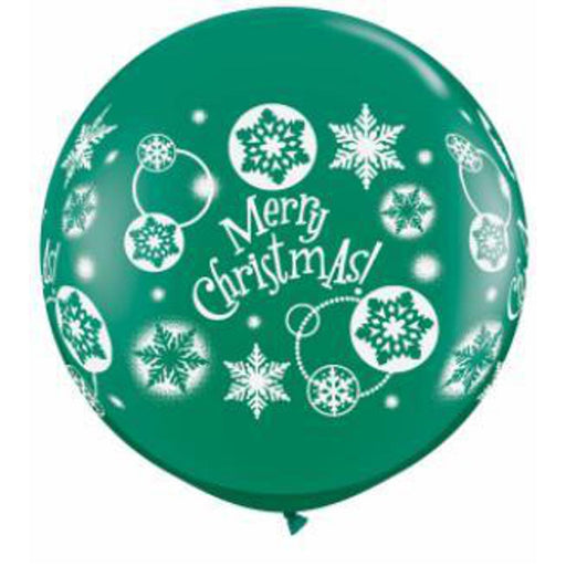 3' Green Merry Christmas Balloons (2/Pk)