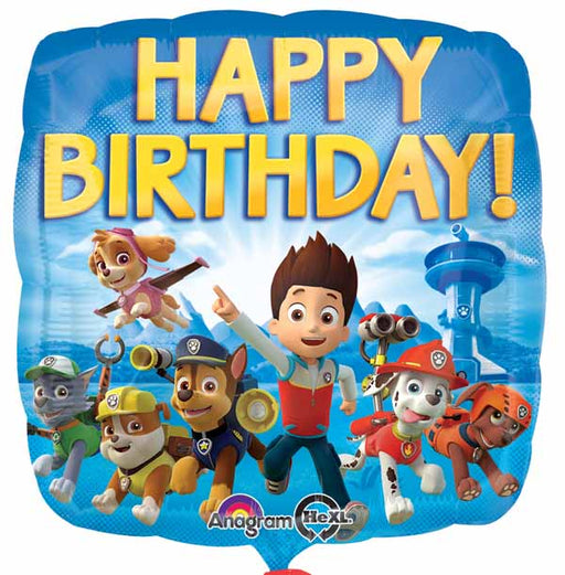 18-Inch Paw Patrol Happy Birthday Square Foil Balloon