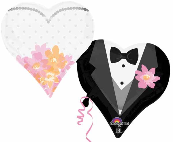 30-Inch Wedding Couple Hearts Foil Balloon