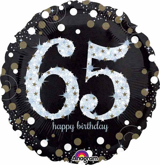 18 Inch Holographic Happy 65th Birthday Foil Balloon