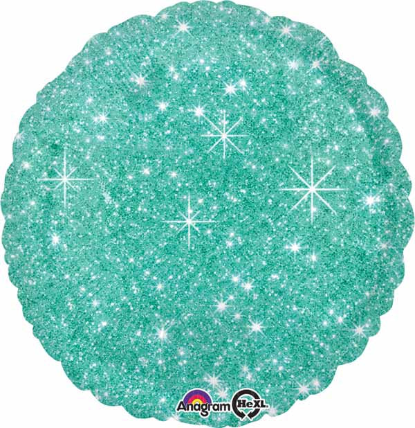 18-Inch Faux Sparkle Green Round Foil Balloon