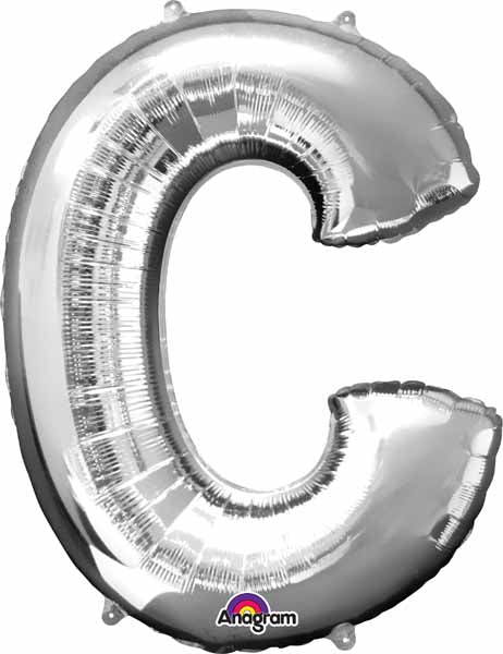 Silver Letter C 34-Inch Foil Balloon