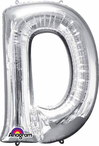 34-Inch Silver Letter D Foil Balloon