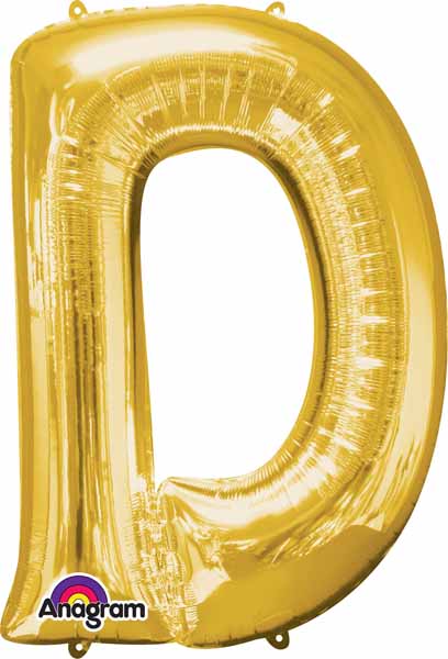 34-Inch Gold Letter D Foil Balloon