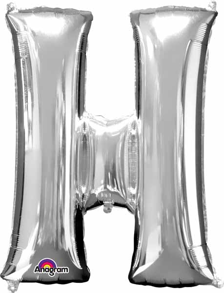 16-Inch Silver Letter H Foil Balloon