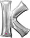 16-Inch Silver Letter K Foil Balloon