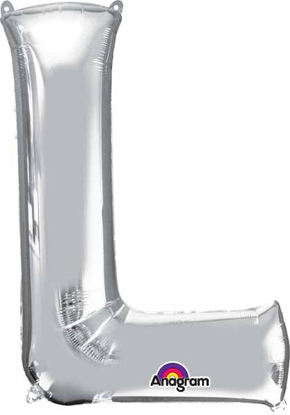 Silver Letter L Foil Balloon, 34 in
