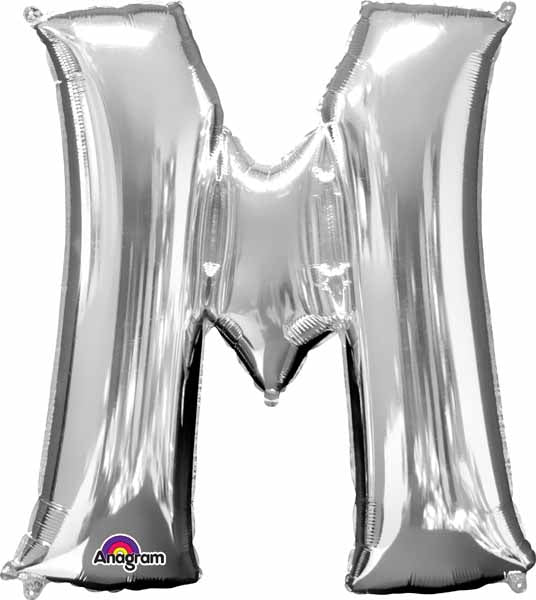 16-Inch Silver Letter M Air-Fill Foil Balloon