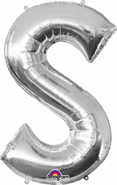 34-Inch Silver Letter S Foil Balloon