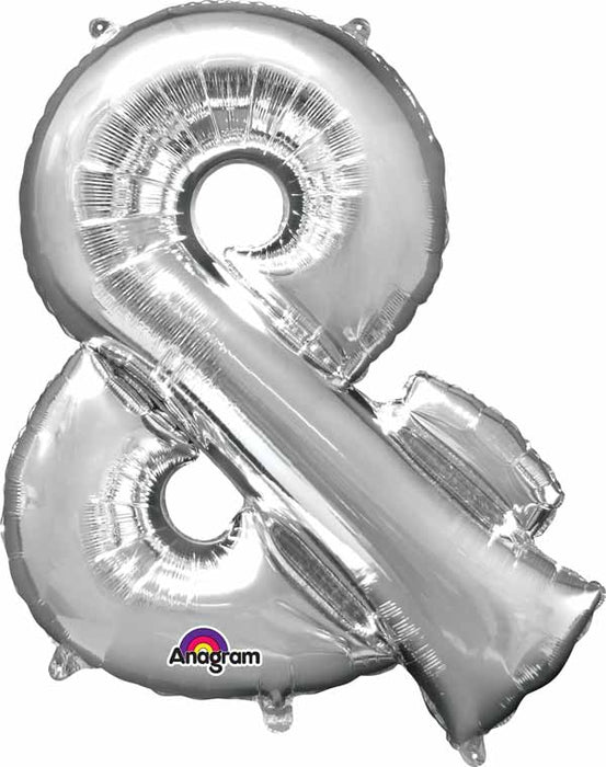 Silver Ampersand Foil Balloon, 34 Inch