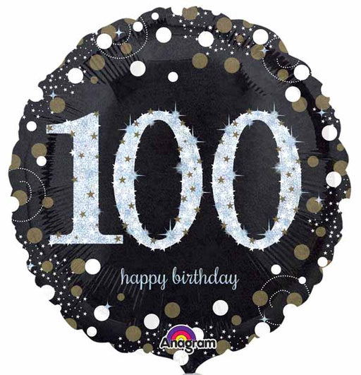 Sparkling 100th Birthday Holographic Foil Balloon, 18 Inch