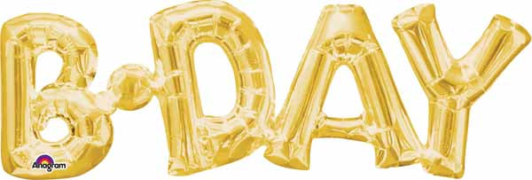Gold BDAY Block Letter Foil Balloon
