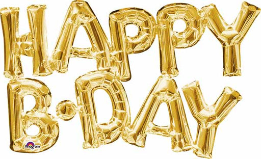Gold HAPPY BDAY Block Letter Foil Balloon